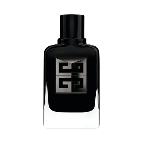Elegant black bottle of Givenchy Gentleman Society Extreme men's fragrance. A floral woody scent with bold sophistication and modern appeal.