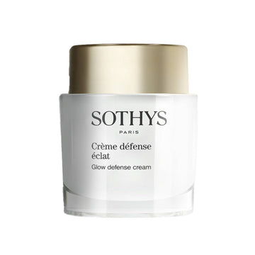 Sothys Glow Defense Cream in sleek white and gold jar, designed to revive radiance and smooth skin texture for a luminous complexion.