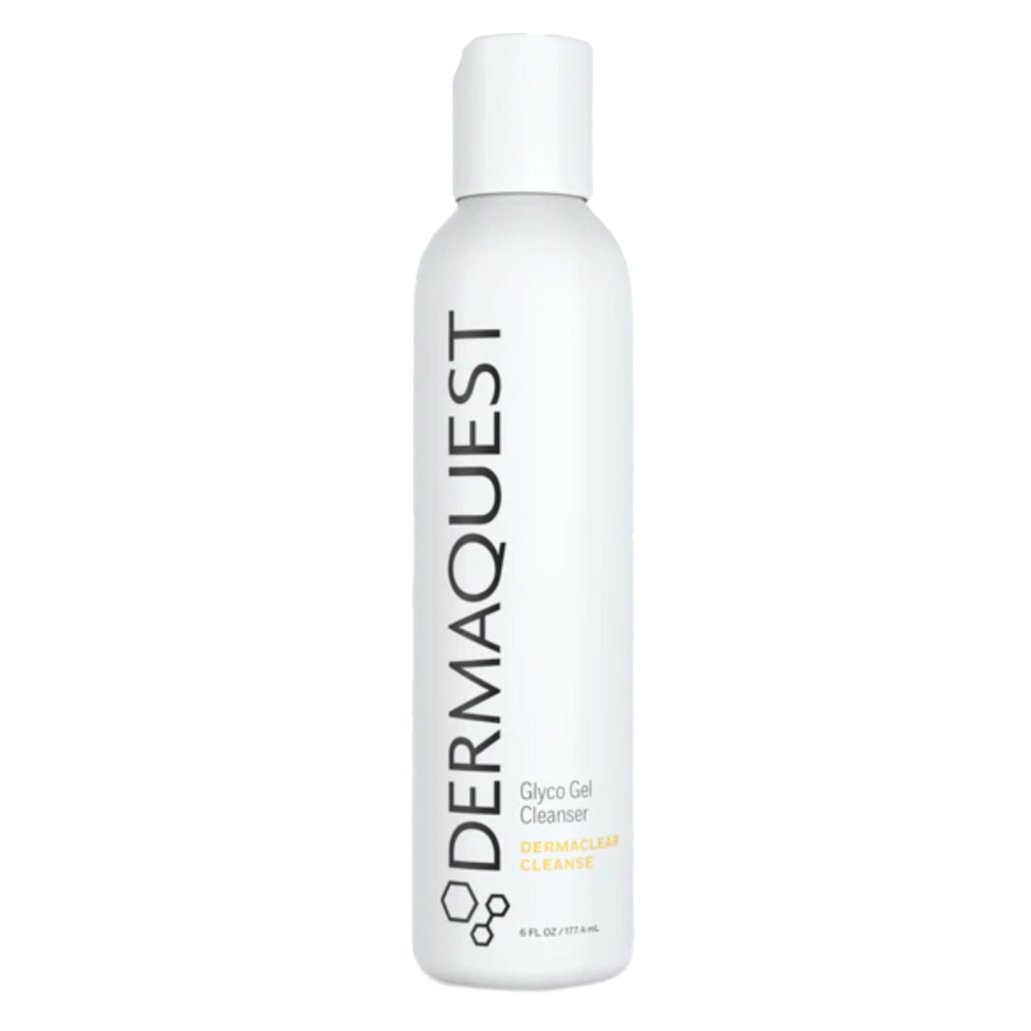 Glyco Gel Cleanser by Dermaquest in a white bottle with bold black branding, designed for deep pore cleansing and skin rejuvenation.