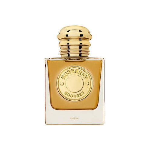 Burberry Goddess Parfum in gold-accented bottle, a women's fragrance symbolizing self-discovery and confidence. Premium scent in luxury packaging.