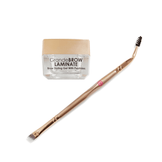 Eyebrow styling set featuring GrandeBROW-LAMINATE gel and gold dual-ended applicator for lifting and setting brows with peptide infusion.