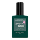 Manucurist Green Flash Base Coat bottle with vitaminized formula for stronger nails. Ideal for LED gel polish prep and long-lasting nail color.