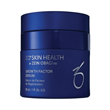 Blue jar of ZO Skin Health Growth Factor Serum for face skincare