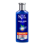 Natur Vital Hair Loss Shampoo for Greasy Hair with saw palmetto, caffeine, ginseng, and burdock. Balances scalp and reduces hair thinning.