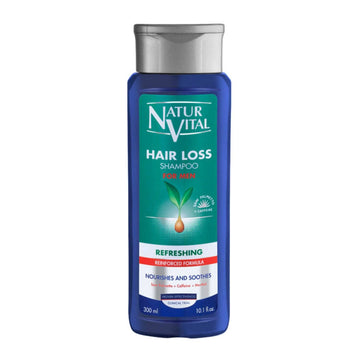 Natur Vital Hair Loss Shampoo for Men - Scalp Care, 300ml bottle with refreshing formula to nourish scalp and reduce hair thinning.