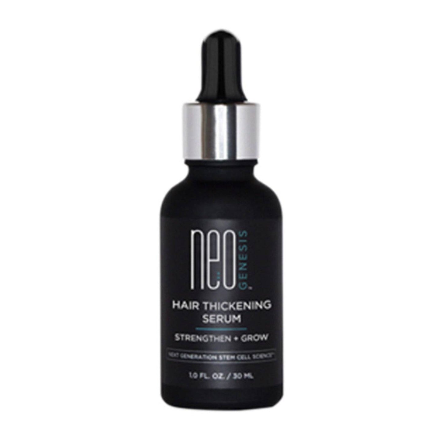 NeoGenesis Hair Thickening Serum 30ml bottle designed to strengthen and grow fine hair. Ideal for hair loss and thinning hair treatment.