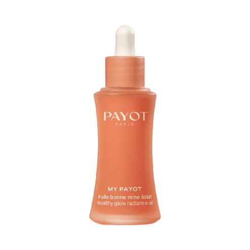 Payot Radiance Oil - Healthy Glow Oil in a sleek orange dropper bottle, ideal for revitalizing tired skin and enhancing facial radiance.