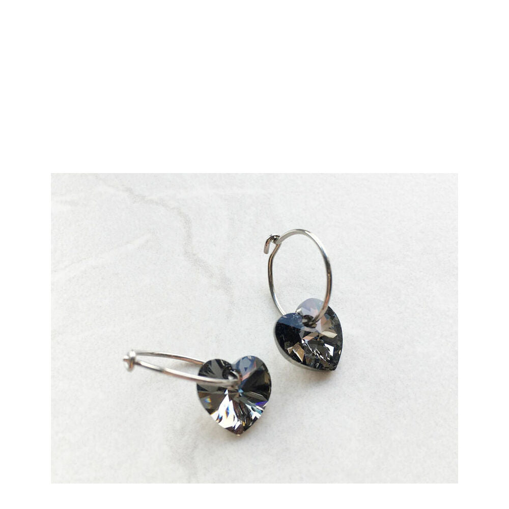 Blomdahl Heart Black Diamond - Natural Titanium Ear Ring (10mm)