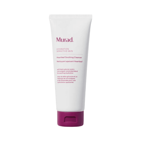 Murad Heartleaf Cleanser - Soothing Skin Protection with ceramides and lipids in a white and pink tube. Ideal for sensitive skin face wash routine.