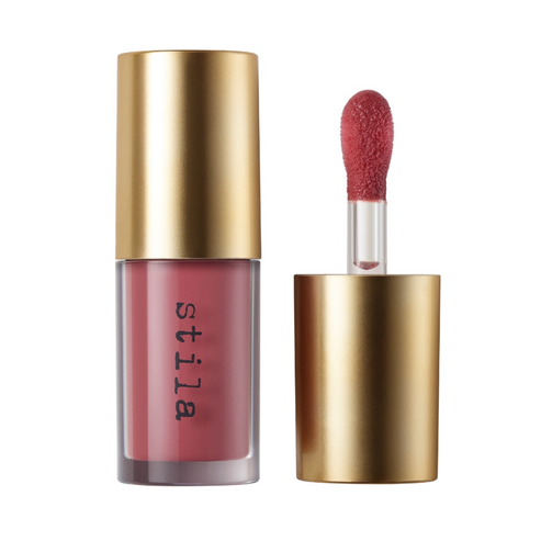 Stila Gel Lip Oil in vibrant coral red, offering a bold, glossy look with nourishing ingredients in elegant packaging.
