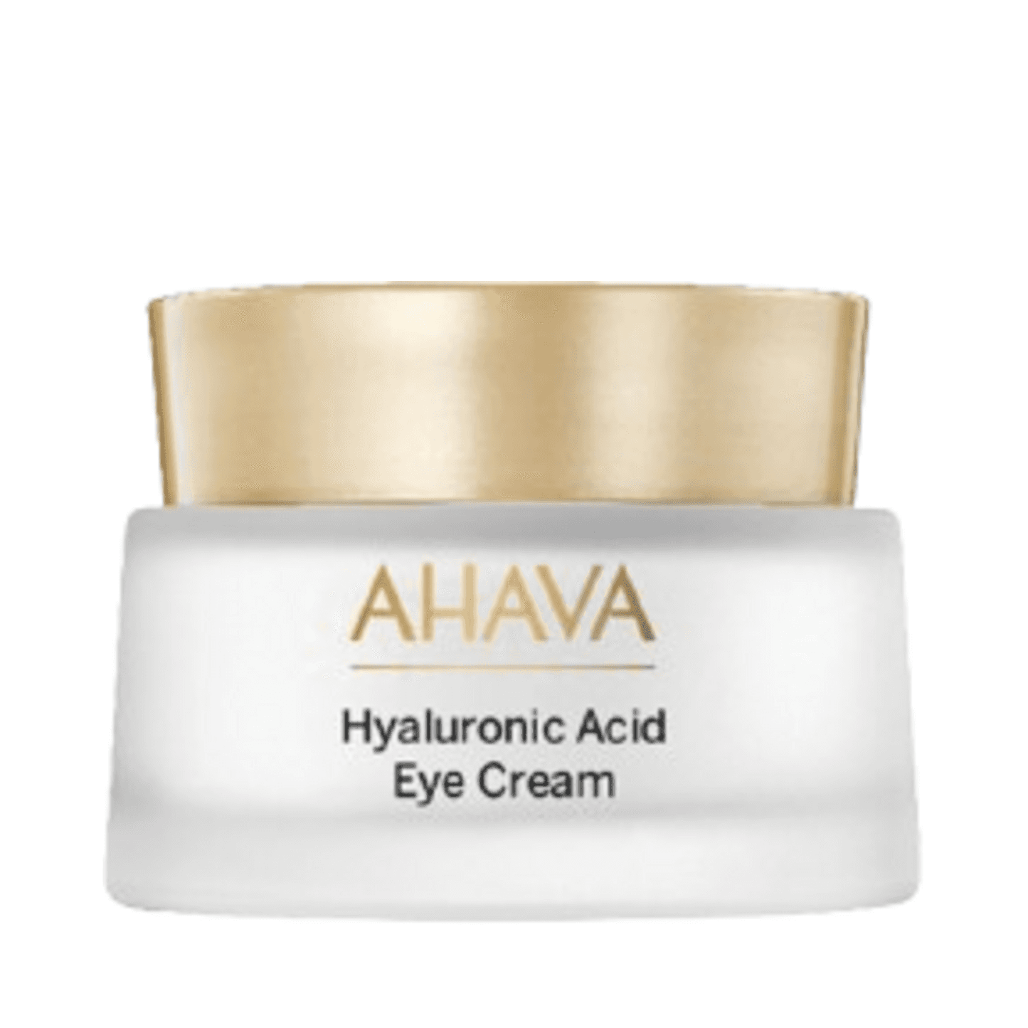 Ahava Hyaluronic Acid Eye Cream krukke med guldlåg