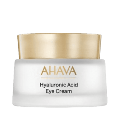 Ahava Hyaluronic Acid Eye Cream krukke med guldlåg