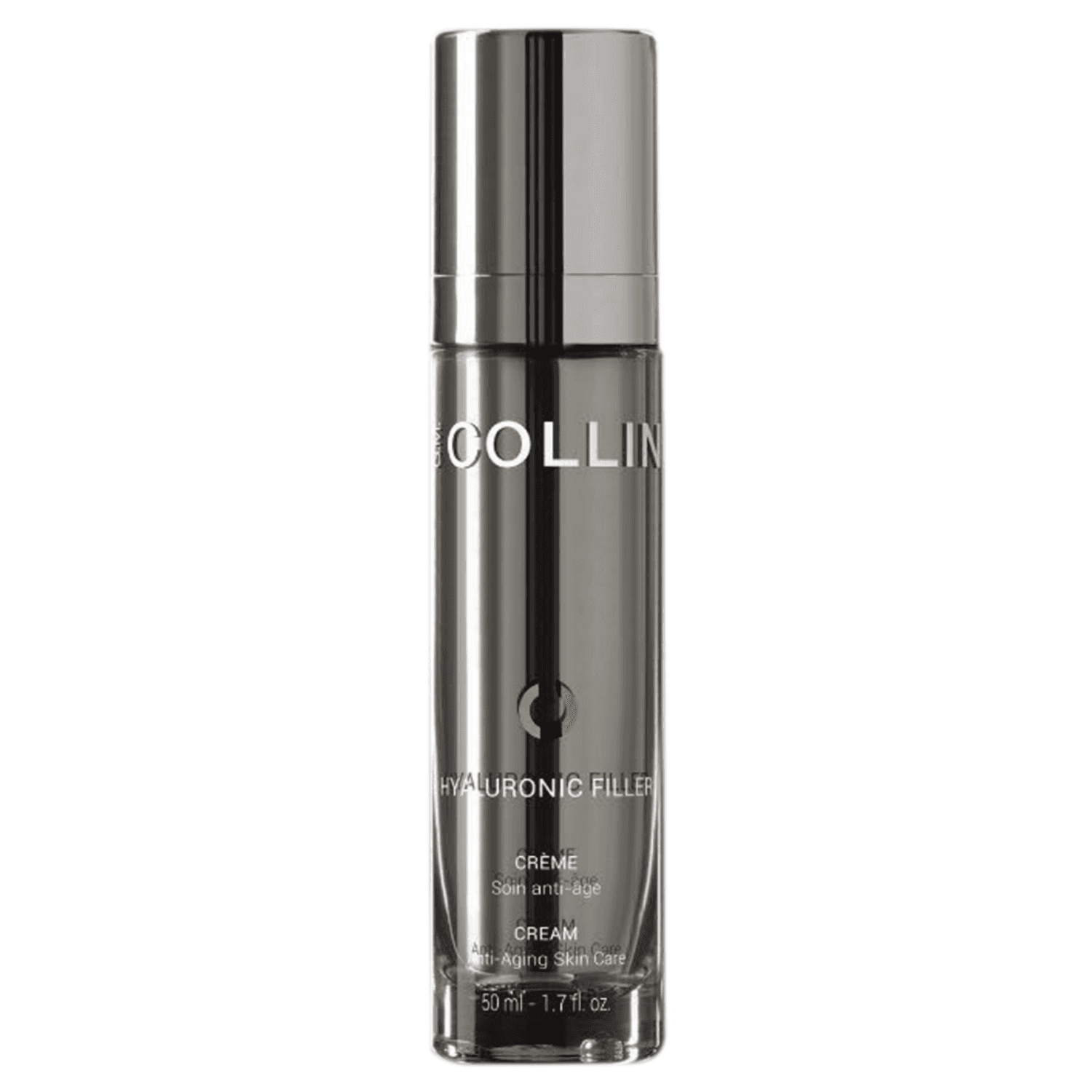 Anti-aging GM Collin Hyaluronic Filler Serum for face care, featuring hyaluronic acid in a 1.7 fl oz pump bottle for smoother, youthful skin.