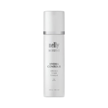 Hydra Contour Circula Toner - Nelly Devuyst Hydra Toner in a sleek white 100 ml spray bottle for body treatment and circulation support.