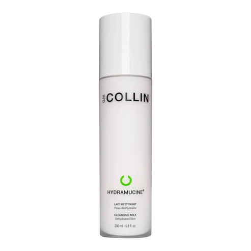 GM Collin Hydramucine Cleanser in a 200ml bottle, formulated with castor oil, lavender, and lemon for dry skin care.