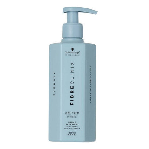 Fibre Clinix Hydrate Conditioner 250ml bottle with pump dispenser for dry and brittle hair. Hydrating hair conditioner to improve elasticity and prevent breakage.