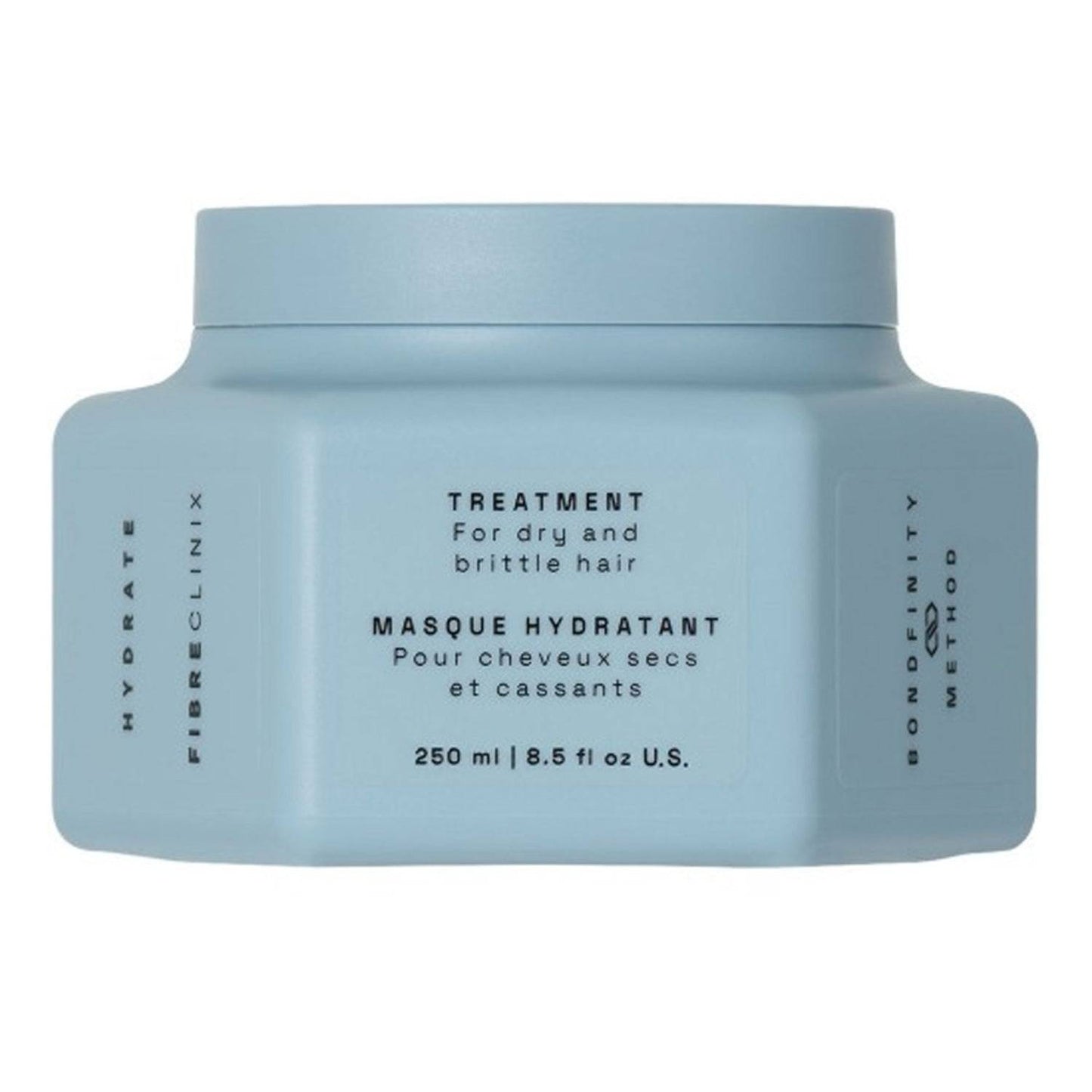 Fibre Clinix Hydrate Treatment - Fibre Clinix Hydrate mask for dry and brittle hair in a 250ml blue container, ideal for deep hydration and detangling.