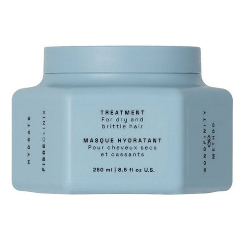 Fibre Clinix Hydrate Treatment - Fibre Clinix Hydrate mask for dry and brittle hair in a 250ml blue container, ideal for deep hydration and detangling.