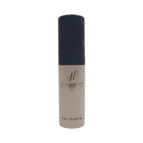 Hydrinity Restorative HA Serum free gift in 5ml size. Ideal face treatment with hyaluronic acid, peptides, and ginger for skin repair and brightness.