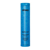 Amika Hydro Rush Intense Moisture Shampoo in a tall blue bottle with modern design, ideal for dry hair hydration and gentle cleansing.