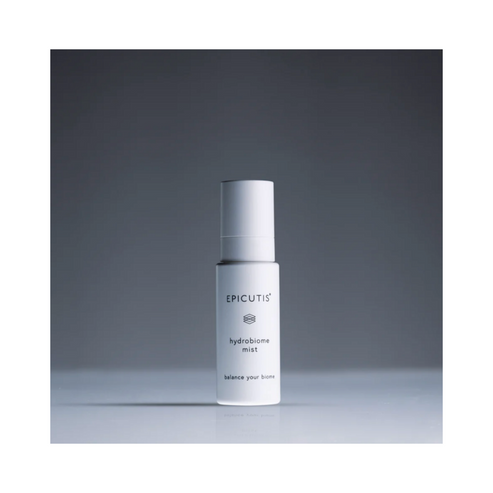 Epicutis Hydrobiome Mist Face Mist 50 ml afgebeeld in een studioverlichte omgeving, ideaal voor droge huidverzorging en hydratatie, verkocht door eSkinStore.
