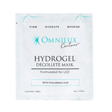 Omnilux Hydrogel Decollete Mask Body Treatment single-use pack with hyaluronic acid for firming, hydrating, and nourishing skin.