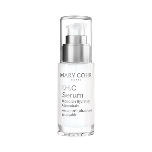Mary Cohr I.H.C Serum - Moisturizing Face Serum with silver pump dispenser, designed for deep hydration and radiant skin care treatment.