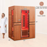 Costway 2026 Premium Series- 3-Person Full Spectrum Infrared Sauna — Okoume Wood • App Control • Red Light • Chromotherapy Fully Loaded 3D Heat