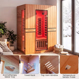 Costway 2026 Premium Series- 3-Person Full Spectrum Infrared Sauna — Okoume Wood • App Control • Red Light • Chromotherapy Fully Loaded 3D Heat