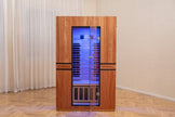 Costway 2-Person Dual Therapy Full Spectrum Infrared Sauna with Red Light Panel, WiFi App Control, Chromotherapy & Bluetooth – Okoume Wood- Fully Loaded Indoor Spa