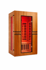 Costway 2-Person Dual Therapy Full Spectrum Infrared Sauna with Red Light Panel, WiFi App Control, Chromotherapy & Bluetooth – Okoume Wood- Fully Loaded Indoor Spa