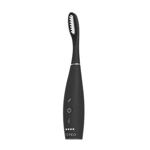 Foreo ISSA Plus 4 black toothbrush with ergonomic grip and LED indicators, ideal for gum protection and teeth whitening.