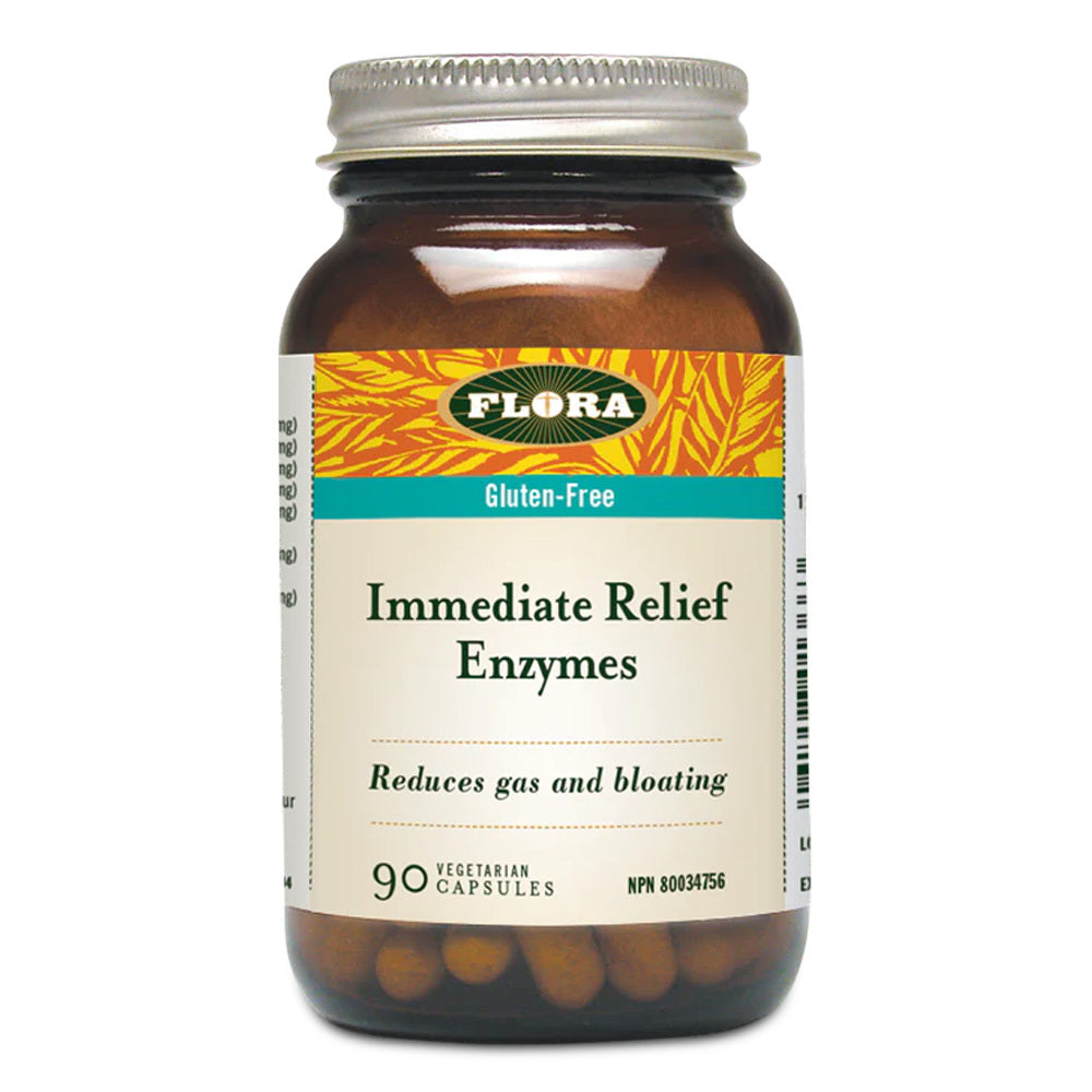 Flora Relief Enzymes - Digestive Supplement 90 capsules. Promotes healthy digestion and relieves bloating with natural superfood enzymes.