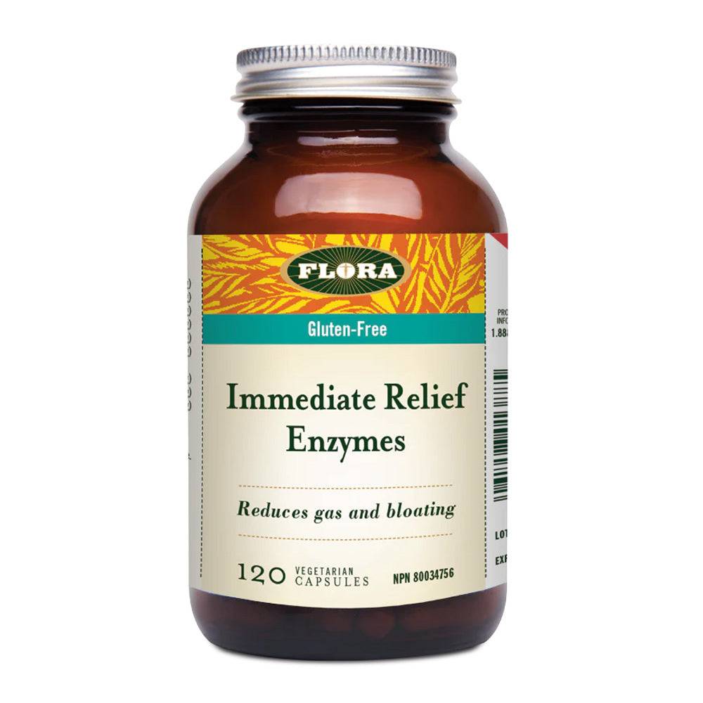 Flora Relief Enzymes - Digestive Supplement in 120 vegetarian capsules. Supports gut health and reduces gas and bloating naturally.