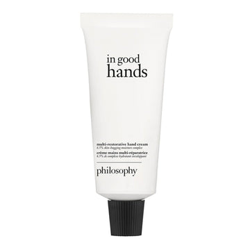 Philosophy Multi-Restorative Hand Cream 120 ml in white tube packaging with black cap, ideal for barrier repair and daily moisture care.