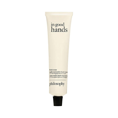 Philosophy Fresh Cream hand cream in 120 ml tube. Multi-restorative formula supports skin barrier and hydration for hands.