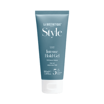 La Biosthetique Intense Hold Gel in 100ml tube for strong, long-lasting hair styling. Vegan and silicone-free formula enhances natural texture.