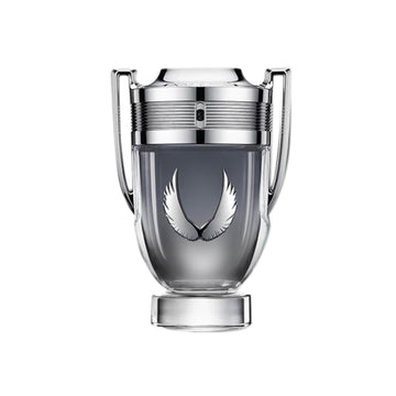 Paco Rabanne Invictus Platinum Eau de Parfum for men in a trophy-shaped bottle, featuring minty freshness and lavender notes.