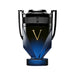 Herreduft Paco Rabanne Invictus Victory Elixir Parfum Intense med et fedt V-design på en slank blå og sort flaske for luksustiltrækning.