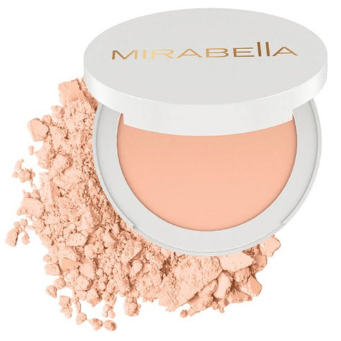 Mirabella Invincible Powder Foundation com pó compactado e pó solto