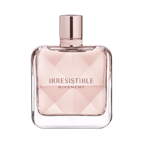 Givenchy Irresistible - Elegant Perfume in a faceted blush glass bottle, designed to reflect feminine charm and sophistication.
