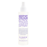 Eleven Australia Keep My Colour Blonde Toning Spray for neutralizing brassiness and enhancing blonde tones. Heat-protectant hair treatment in 200ml bottle.