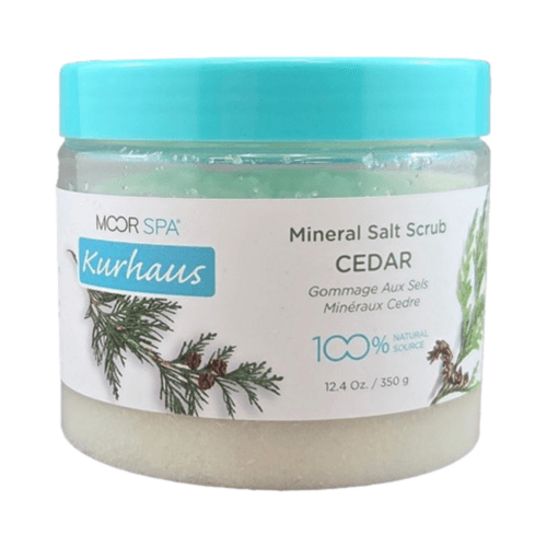 Moor Spa 雪松盐磨砂罐，用于身体去角质