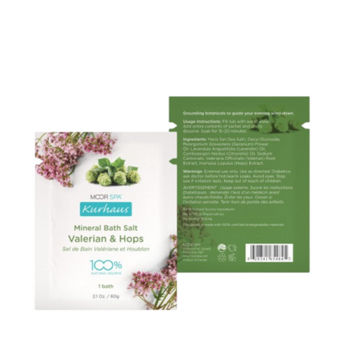 Moor Spa Kurhaus Valerian Hops Bath Salt umbúðir