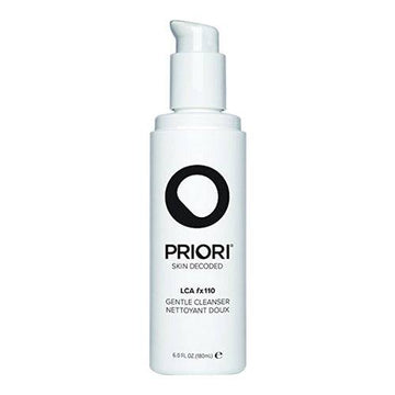 Priori AHA Gentle Facial Cleanser in 6 oz pump bottle for exfoliating and cleansing skin. Ideal for daily skincare routine.