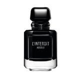 Givenchy L'Interdit Intense EDP - Floral Woody Perfume in sleek black bottle. A bold women's fragrance with ambery notes for elegant allure.