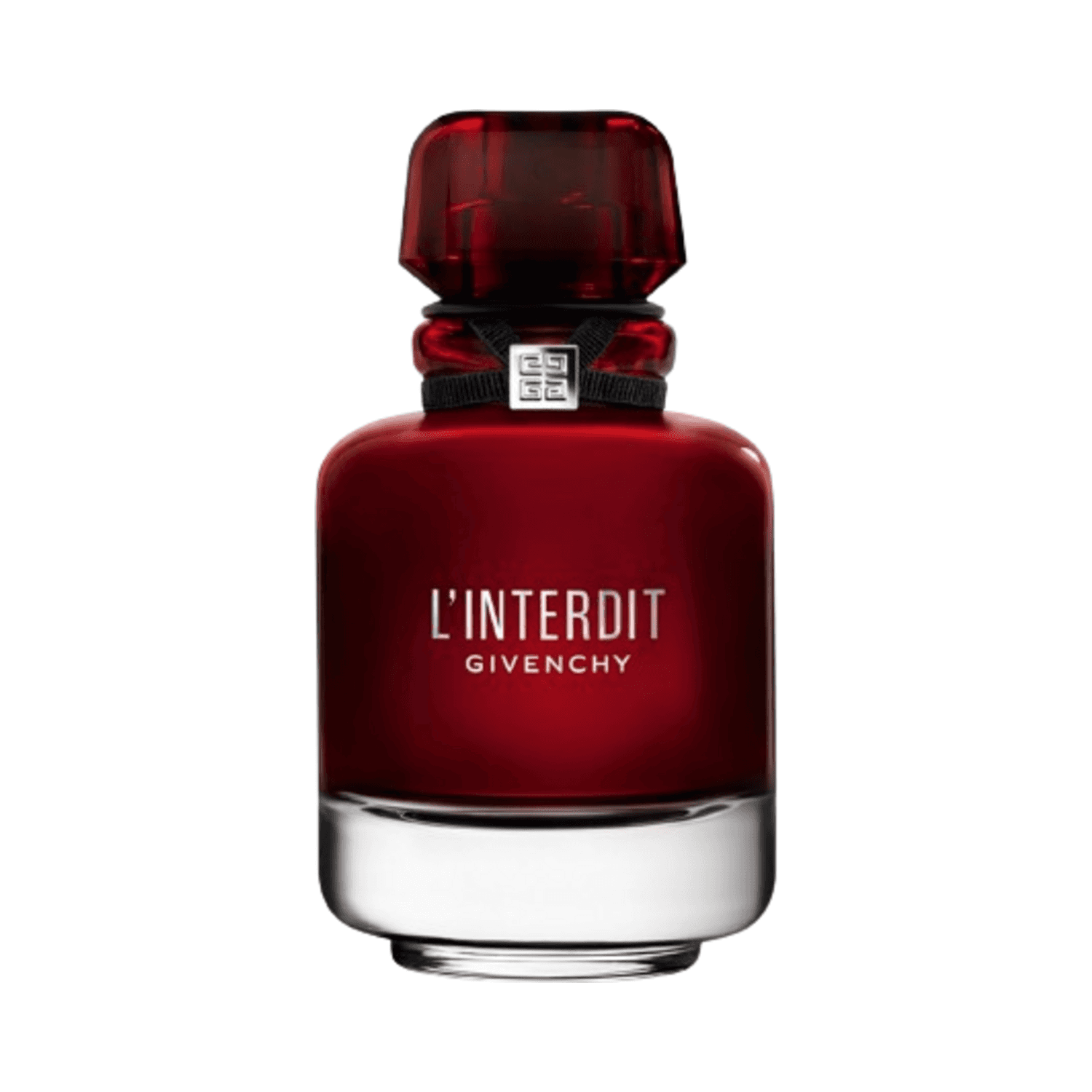 Givenchy L'Interdit Rouge perfume bottle in deep red with black cap, a sensual women's fragrance in the Health & Beauty perfumes category.