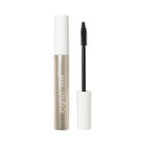 Jane Iredale Lash Fixation Tubing Mascara with sleek gold and white packaging and precision brush for length and definition.
