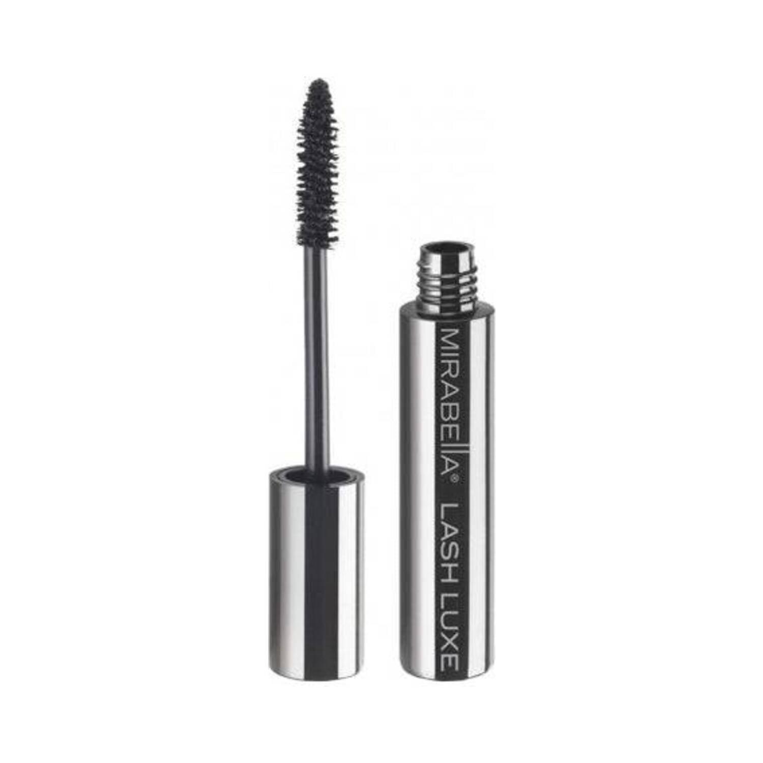 Mirabella Lash Luxe Mascara in black shade, ideal for dramatic eye makeup with biotin and beeswax to nourish and strengthen lashes.