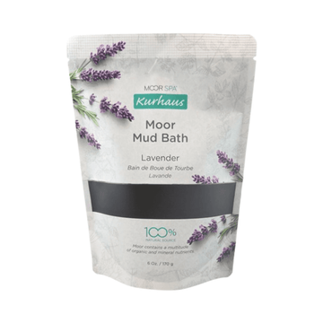 Lavender Moor Mud Bath pouch with lavender flowers